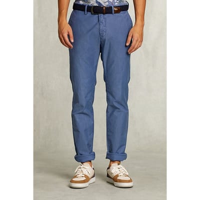 River Woods Slim Fit Cotton Chino Iconic Blue Blue Size: 48 | Chinos Outlet | Heren | Blauw
