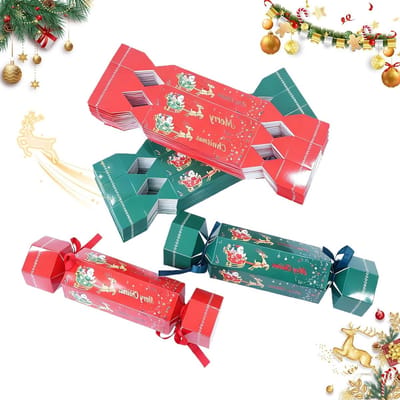 Kerstcadeau Dozen Set van 50, Kraftpapier, Kartonnen Boxen met Kerstmotieven, 10.5 x 7 x 5 cm, Geel, Perfect voor Feestdagen en Verpakkingen