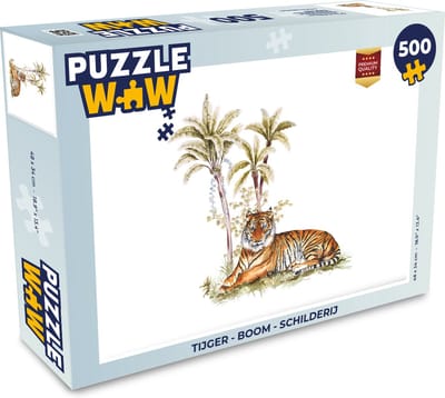 Puzzel Tijger - Boom - Schilderij - Legpuzzel - Puzzel 500 stukjes