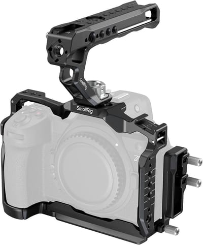 Cage Kit voor Nikon Z6III met Top Handle en Kabelklem, Aluminium Volledige Cage met Antikantelontwerp en Snelle Bevestiging voor Arca - 4520