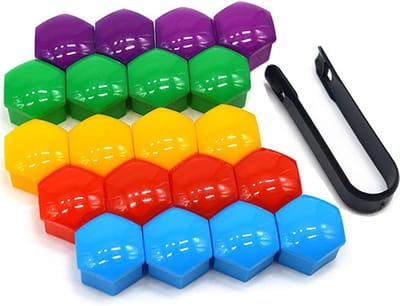 Cosensi - 21mm Car Wheel Nut Covers - Universele Wielmoerbescherming - Kleurenset - Inclusief Verwijdertool - Geschikt voor Auto's - 20 Stuks