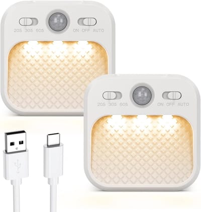 Bewegingssensorlamp met 3 Kleurtemperaturen - Oplaadbare LED Nachtlampjes voor Trap en Badkamer - 2 Stuks