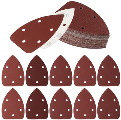 Set van 30 driehoekige schuurpapier pads met 5 gaten, geschikt voor delta schuurmachines, korrel 40, ideaal voor houtbewerking en schuren van oppervlakken