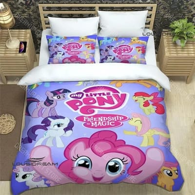 Cartoon My Little-P-Ponys Beddengoed Sets exquise bedbenodigdheden set dekbedovertrek beddekbed set beddengoed set luxe verjaardagscadeau AU Single 140x210cm