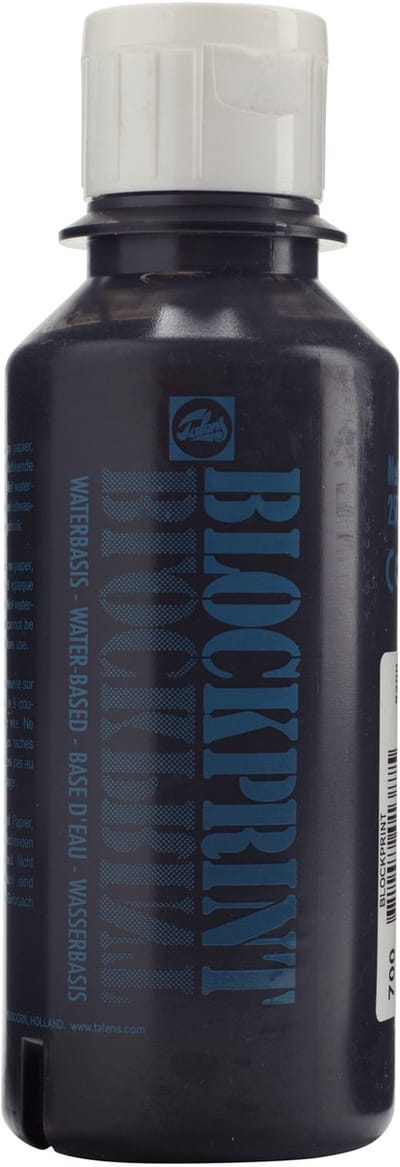 Talens Blockprint Sneldrogende Dekkende Verf 250 ml Zwart 700 - Ideaal voor Stencilleer- en Stempeltechnieken