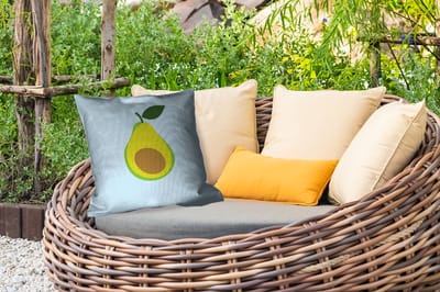 Buitenkussen - Avocado - Illustratie - Groene - Vrucht - 45x45 cm - Weerbestendig