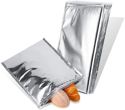 Dailygoods- Voedselopslagzakken Geïsoleerd - 5 Stuks - Ritssluiting - Antimicrobieel - Vochtbestendig - Aluminiumfolie 25/30/35 cm - Opslagzakken