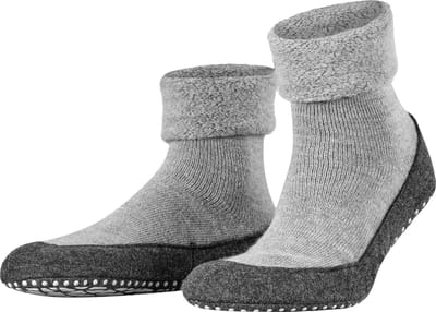 FALKE Cosyshoe Noppen op de zool wol huissokken heren grijs - maat 37-38