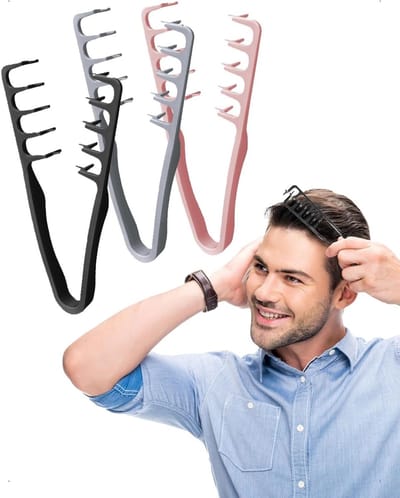 Set van 3 Kammetjes met Brede Tanden, Opvouwbare Textuurkam voor Krullend Haar, Lichtgewicht Volumizer voor Mannen en Vrouwen in Zwart, Roze en Grijs