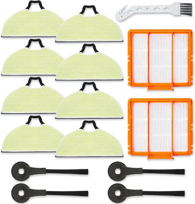 15 stuks accessoires - 8 dweilpads, 2 HEPA-filters, 4 zijborstels en 1 Reinigingsborstel - Voor Shark RV2610WA RV2620WA RV2410WD AV2610WA AI Ultra 2-in-1 Matrix Clean robotstofzuigermodellen