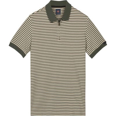 Baileys Polo Yarn Dyed Stripe Zip Collar Thyme Green / male