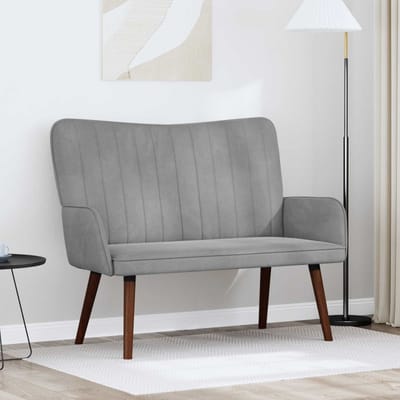 vidaXL - 2-Zits - Sofa - Lichtgrijs - 115 - x - 61 - x - 87 - cm - fluweel