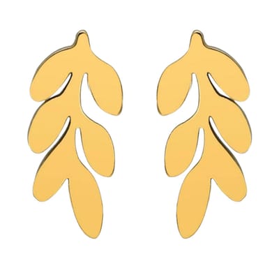 Aramat Jewels | Oorbellen | Goudkleurige blad oorstuds 12×7 mm | | | |7mm | Staal | Kinderen, Volwassenen | Verkleurd niet