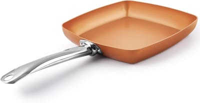 Vierkante Koekenpan - Koperen Pan Keramisch - Koken en Bakken - Antiaanbaklaag - 4 Liter - Koper