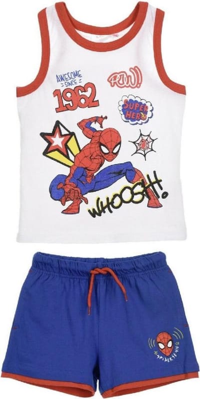 Marvel Spiderman 2-delige set - katoen - wit/blauw - maat 92/98 (3 jaar)