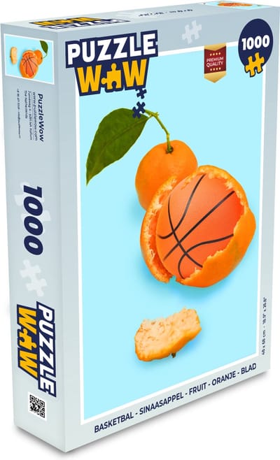 Puzzel Basketbal - Sinaasappel - Fruit - Oranje - Blad - Legpuzzel - Puzzel 1000 stukjes volwassenen