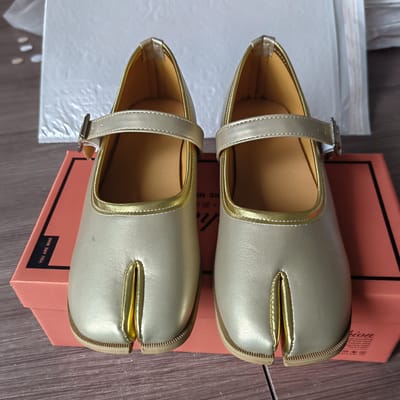 Dames Tabis Ninja Ballerina's Zilver Leer Split Teen Schoenen Grote Maat 42 Champagne Loafer Mary Janes Gesp Pumps Schoeisel 41 black
