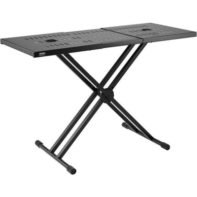 VEVOR DJ-tafelstandaard, (32"-43") x 18" draagbare DJ-laptop- en controllerstandaard, lichtgewicht DJ-bureau, DJ-booth, in hoogte verstelbare DJ-standaard, opvouwbare Double-X-keyboardstandaard en tafelblad, audiomixerstandaard