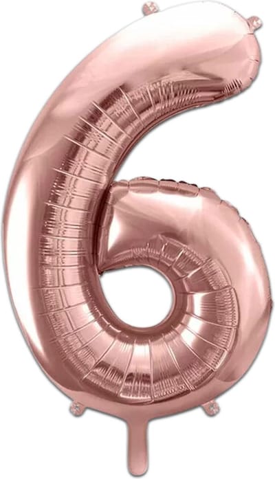 LUQ - Cijfer Ballonnen - Cijfer Ballon 6 Jaar Rose Goud XL Groot - Helium Verjaardag Versiering Feestversiering Folieballon