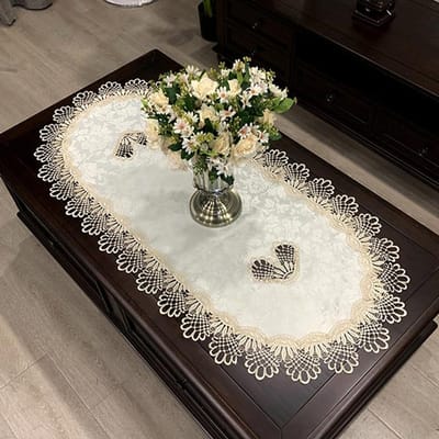 Ovale tafelhoes, eettafel, tafelkleed, Europees geborduurd polyester garen, bloemenstof, woonkamer, salontafel, placemat 40X90cm Oval
