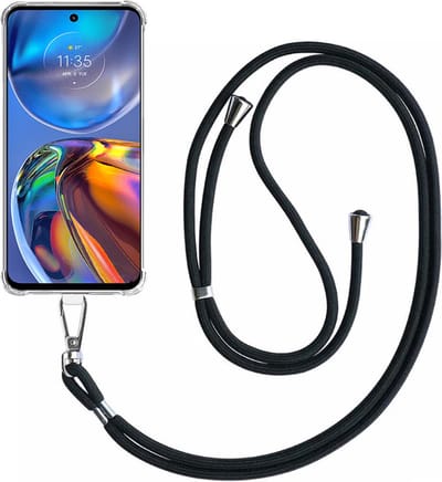 Telefoonhoesje Geschikt voor Motorola Moto E32 Transparant ShockProof met Afneembaar Universeel Telefoonkoord - Cover Case Siliconen ShockProof with Lanyard - Smartphonica geschikt voor Motorola Moto E32
