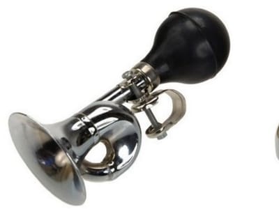 Fietstoeter - Luide fietshoorn voor volwassenen - Klassieke retro metalen clownhoorn - Geschikt voor golfkarretjes en fietsen - 19 cm - zilver
