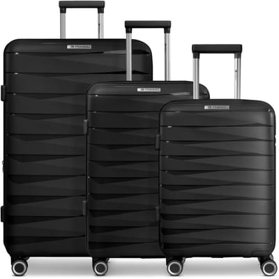 Franky London 4 wielen Kofferset 3-delig met uitbreidingsplooi - Harde bagage - Combinatieslot - black