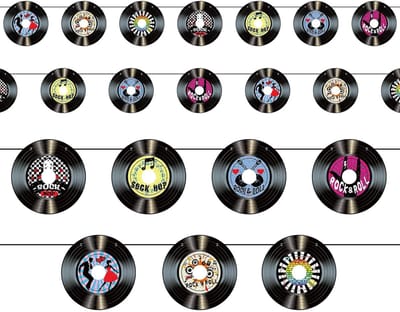 Famanu – Decoratieve muziekplaten voor muur, set van 3 retro stijl platen voor feest- en wanddecoratie