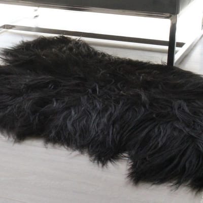 WOOOL Schapenvacht Zwart (L) 105cm - IJslands Langharig - 100% Natuurlijk & ECHT Dierenvel