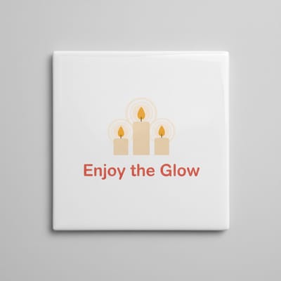 “Enjoy the Glow” Kaarsen Tegel 15×15 cm – Gezellige Warme Licht Keramische Wanddecoratie & Cadeau