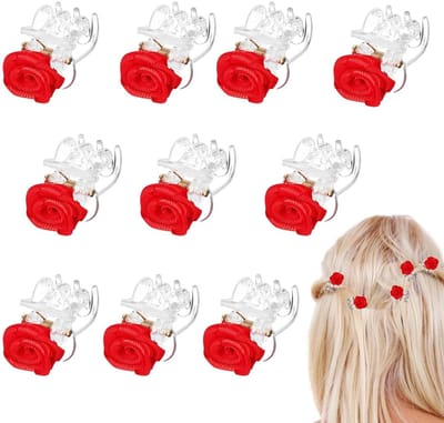 Dailygoods - 10 Elegante Rood Bloemen Haarspelden voor Dames en Meisjes