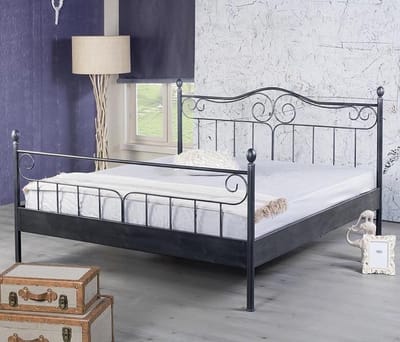 Bed Box Wonen Virginia metalen bed Zwart 160x200 cm