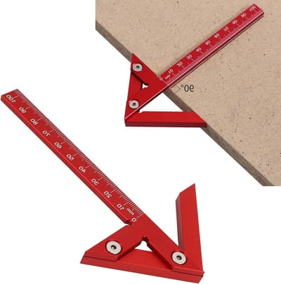Precisie Houten Meetinstrument - 105mm Aluminium Liniaal voor Nauwkeurige Hoekmetingen en Markeringen voor Houtbewerkers, Ideaal voor 45° en 90° Hoeken