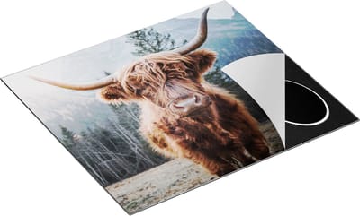 Chefcare Inductie Beschermer Schotse Hooglander Koe in de Bergen - 60x50 cm - Afdekplaat Inductie - Kookplaat Beschermer - Inductie Mat