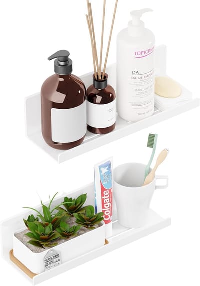 Goodivery ® Ultieme Zelfklevende Wandplank voor Badkamer en Meer, Set van 2, Wit, Multifunctioneel Ontwerp