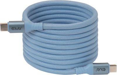 Club 3D USB-C® Magnetic-Coil 240W PD3.1 Blauwe Kabel 2m / 6.56ft Snel Opladen