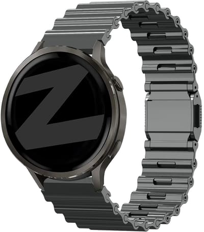 Bandz Premium Steel Strap Ocean universeel 22mm bandje - metalen horlogebandje geschikt voor verschillende Samsung, Huawei, Polar & Garmin - Grafiet