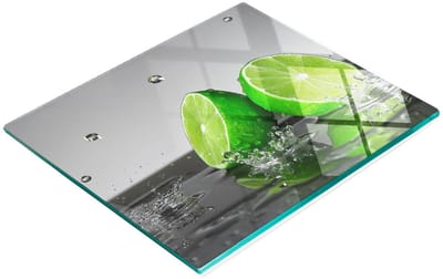 Decoratieve glazen snij- en serveerplank Lime in Water 60x52 cm