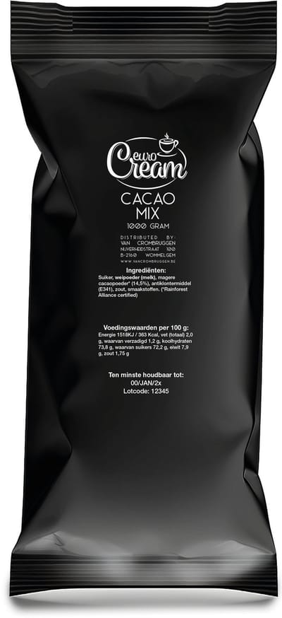 Euro Cream - Cacaomix 14,5% - Romige Chocoladepoeder voor automaten - 1000 gram