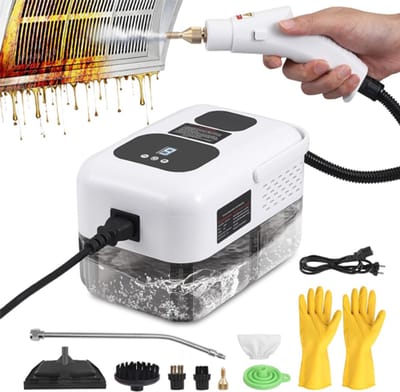 VHV - Stoomreiniger - Handstoomreiniger - Elektrische stoomreiniger - Krachtig 2500W - Met 6 opzetborstels - Voor badkamer, meubels en keuken - Diepe reiniging - Wit