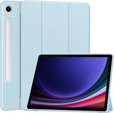 Hoesje geschikt voor Samsung Galaxy Tab S10 FE / S10 Lite / S9 FE / S9 - SmartDefend Book Case Cover Kunstleer Aquablauw