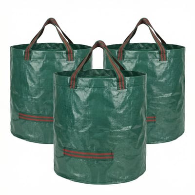 JustValue - Tuinafvalzakken 60L - Herbruikbaar - Set van 3 groen