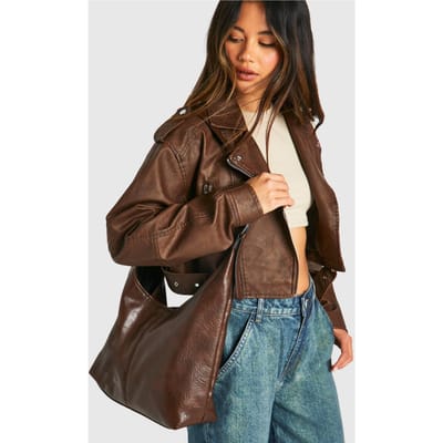 boohoo Dames Western Gesp Slordige Draagtas | Dark Brown