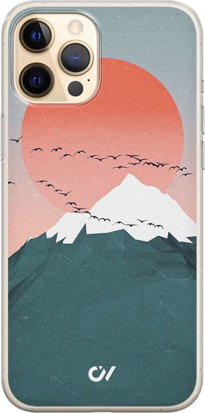 Hoesje geschikt voor Apple iPhone 12 - Mountain Birds - - Blauw - Apple - Casevibes