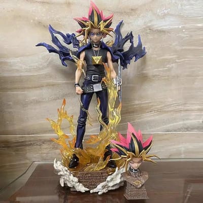 Yugi Muto Model Duister Spel Dimensionaal Beeldje Duel Monsters Actiefiguren 28cm PVC Beeld Verzameling Ornament Speelgoed voor Kinderen Cadeaus No Box black
