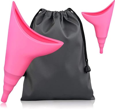 Set van 2 Urinella voor vrouwen, herbruikbare siliconen urinoir, vrouwelijke urinoirtrechter staande plassen, draagbaar, camping, toilet, hulp voor vrouwen, voor reizen, kamperen, wandelen, roze
