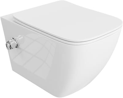 LAVITA PARANA - Compact hangtoilet 2-in-1 met bidetfunctie - Wit hoogglans rimless wandcloset softclose zitting