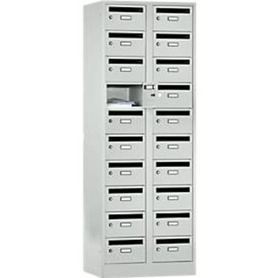 Postverdeelkast, met inwerpgleuf, 2 compartimenten, veiligheidscilinderslot, lichtgrijs