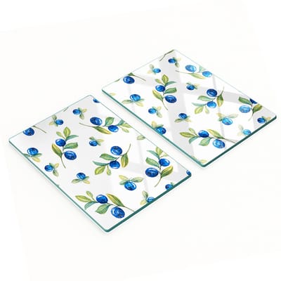 Multifunctionele decoratieve snijplanken van gehard staal voor de keuken, met bosbessenmotief, 2x40x52 cm
