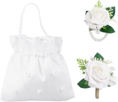 Set van Corsage, Armband en Bruidshandtas met Gesimuleerde Parels voor Bruiloften